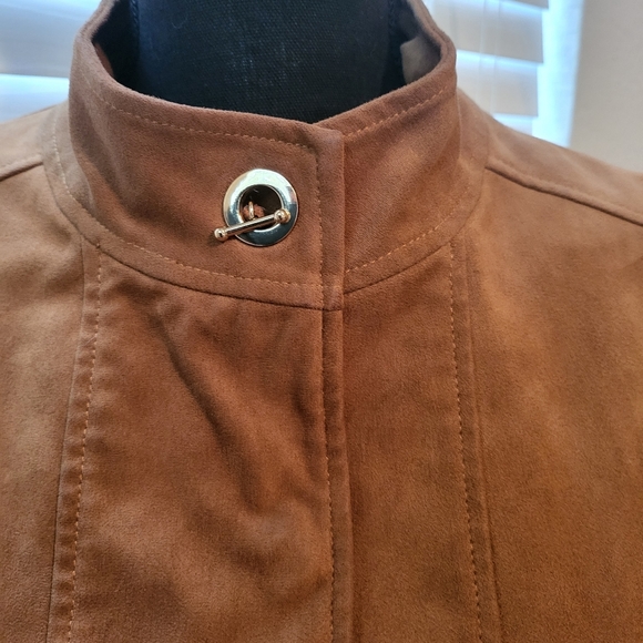 CHICO'S BLACK LABEL BROWN FAUX SUEDE VEST - Picture 2 of 8